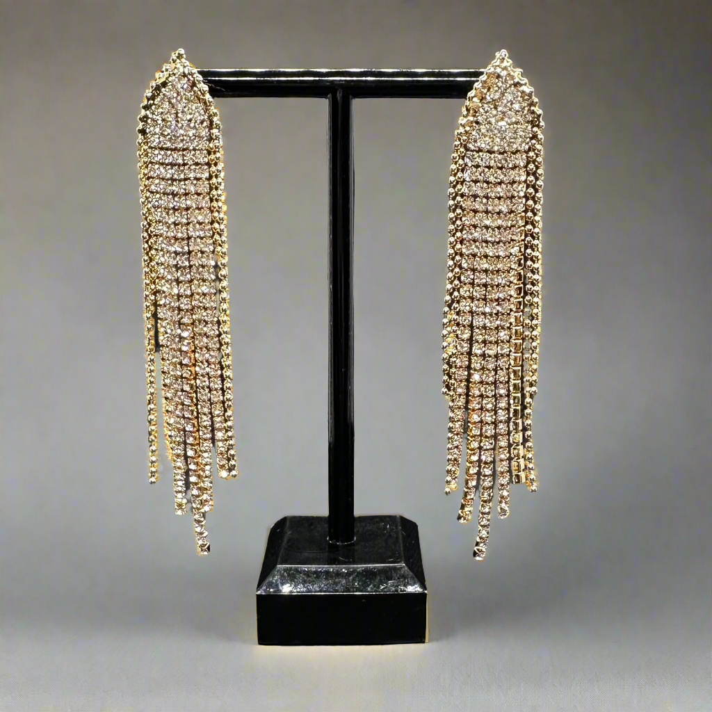 Beaded Gold Tassel  Earrings