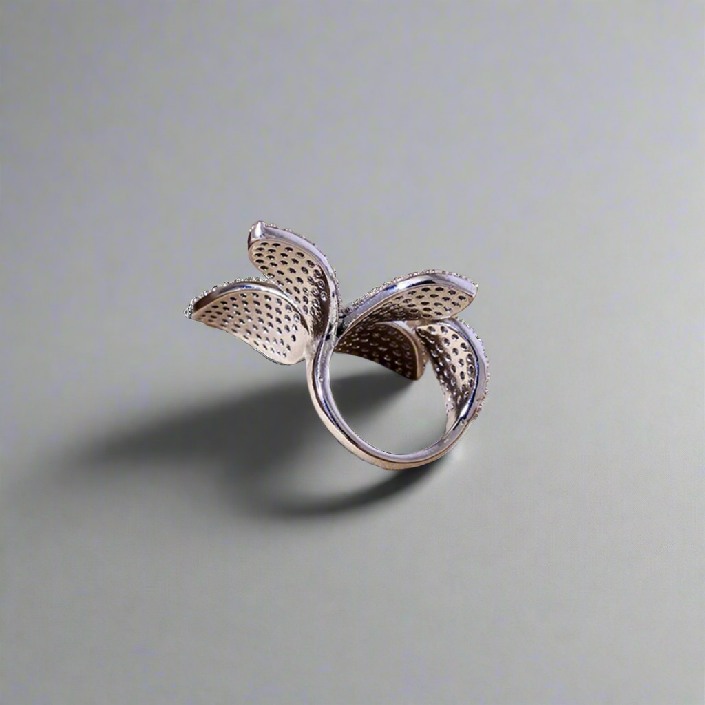 Exaggerated Flower Zirconia All-Fit Ring