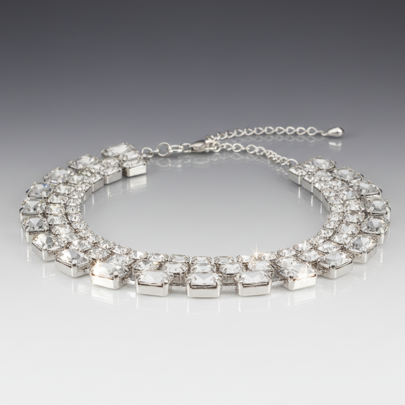 Rhinestone Glam Choker Necklace