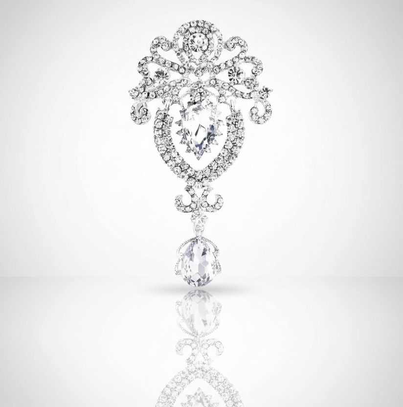 Vintage Royalty Brooch Pin Clear