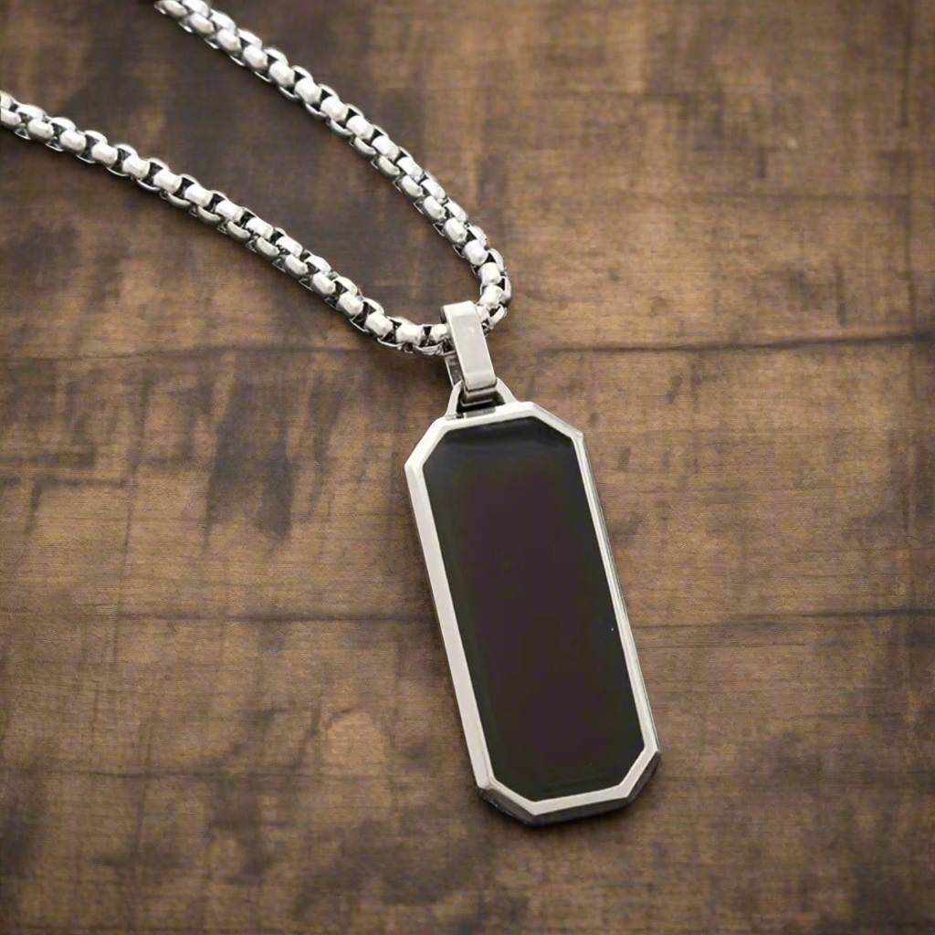 Black Pendant Steel Necklace