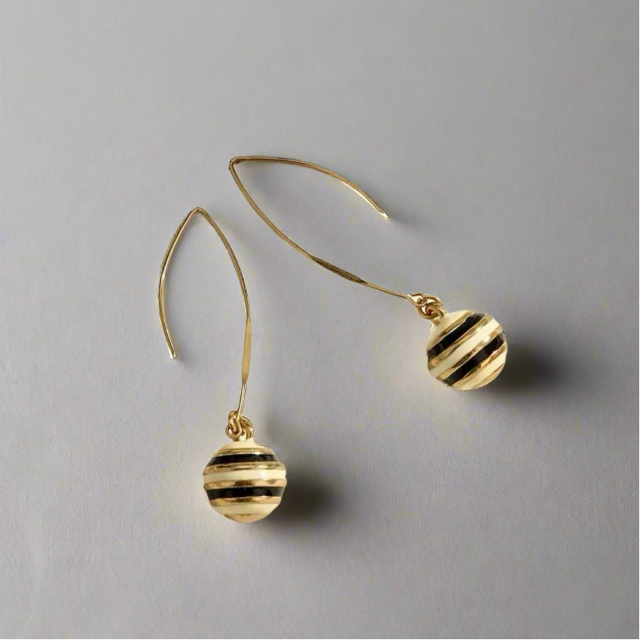 Vanilla Creme Ball Drop Earrings