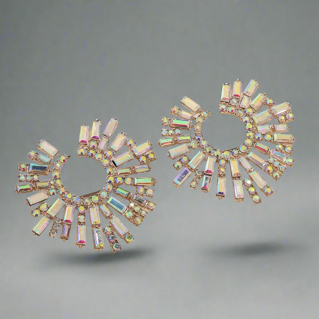 Bold Iridescent Gold Geometric Earrings