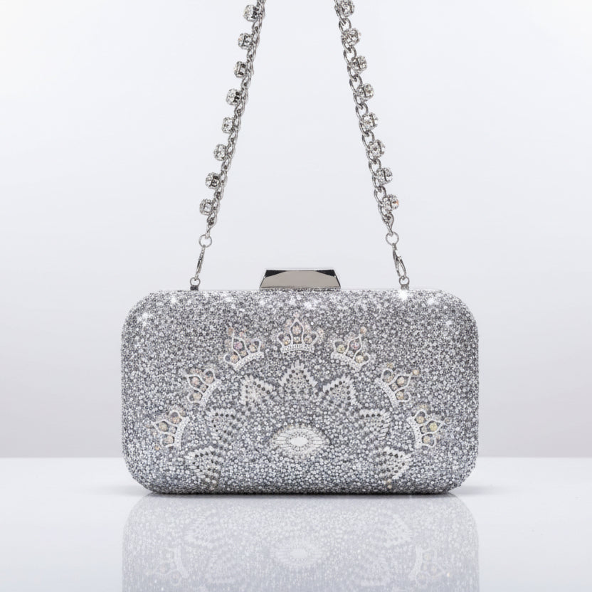 Crowning Floral Rhinestone Clutch