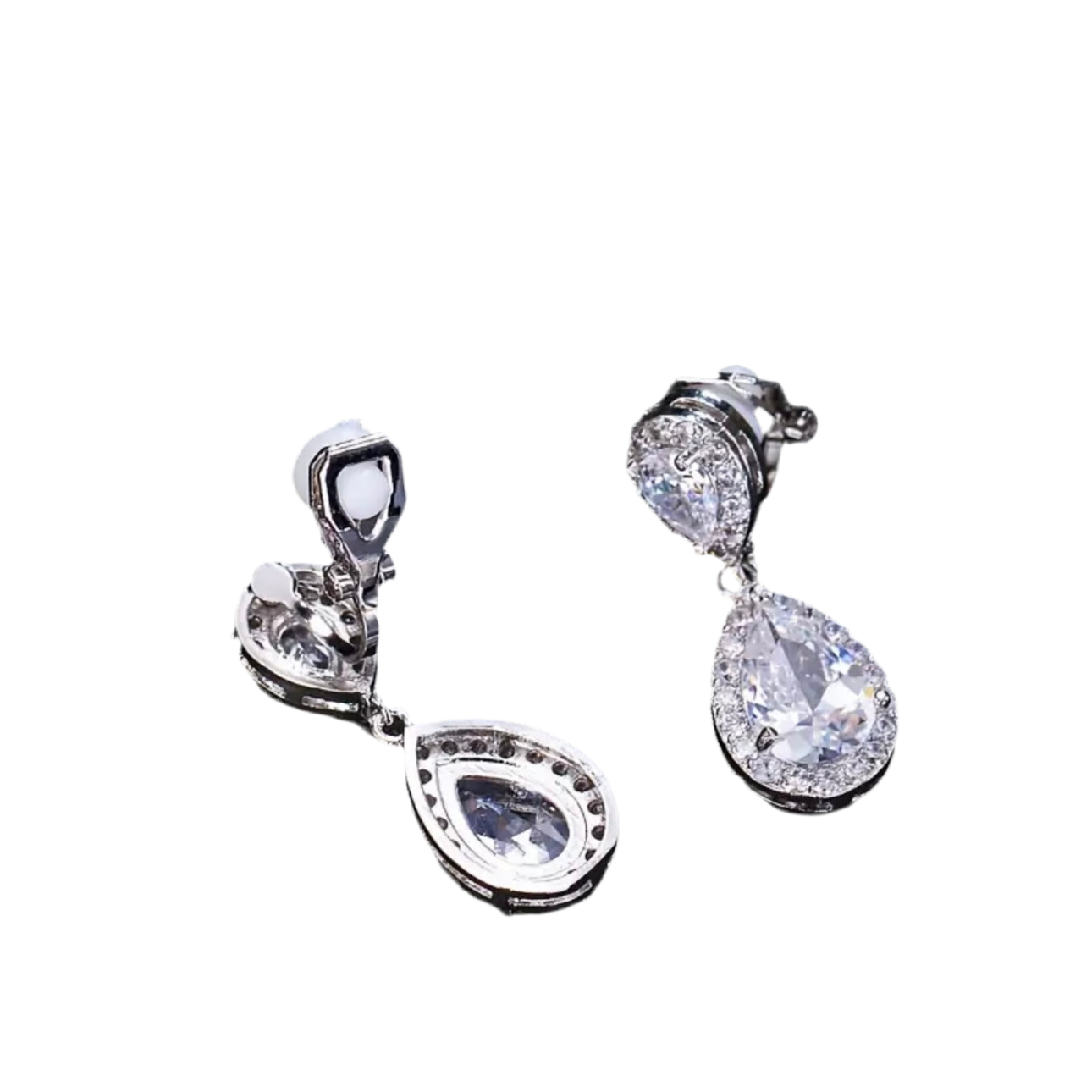 Water Drop Zircon Clip Earrings