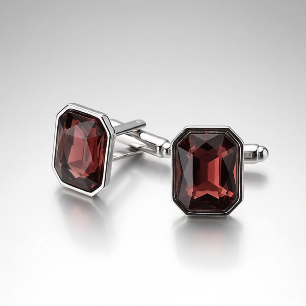 Maroon Rhinestone Cufflinks