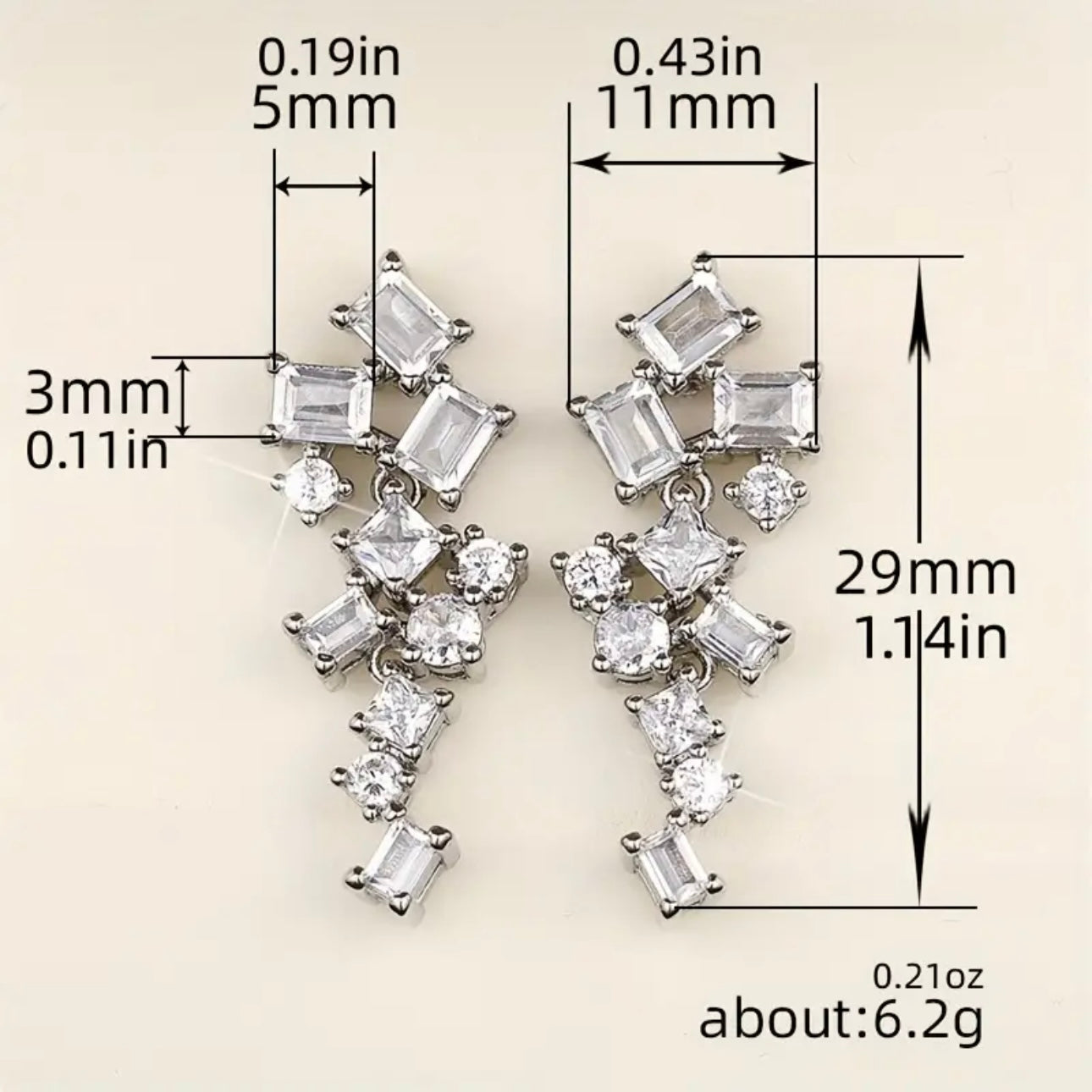 Geometric Petite Zircon Dangling Earrings