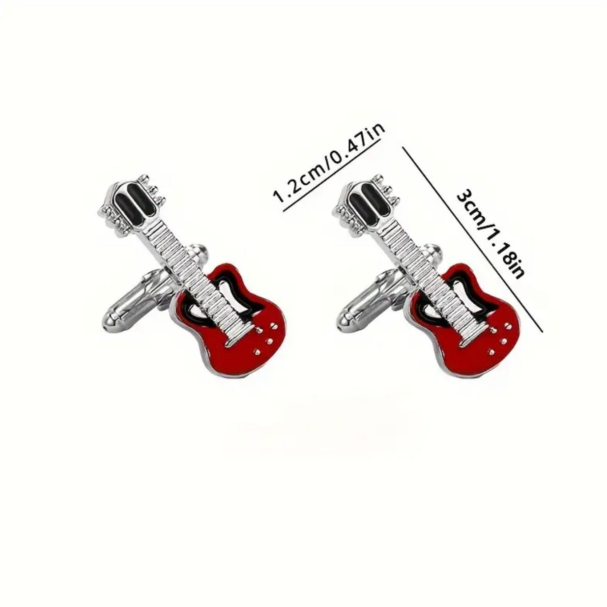 Guitar Cufflinks in Red