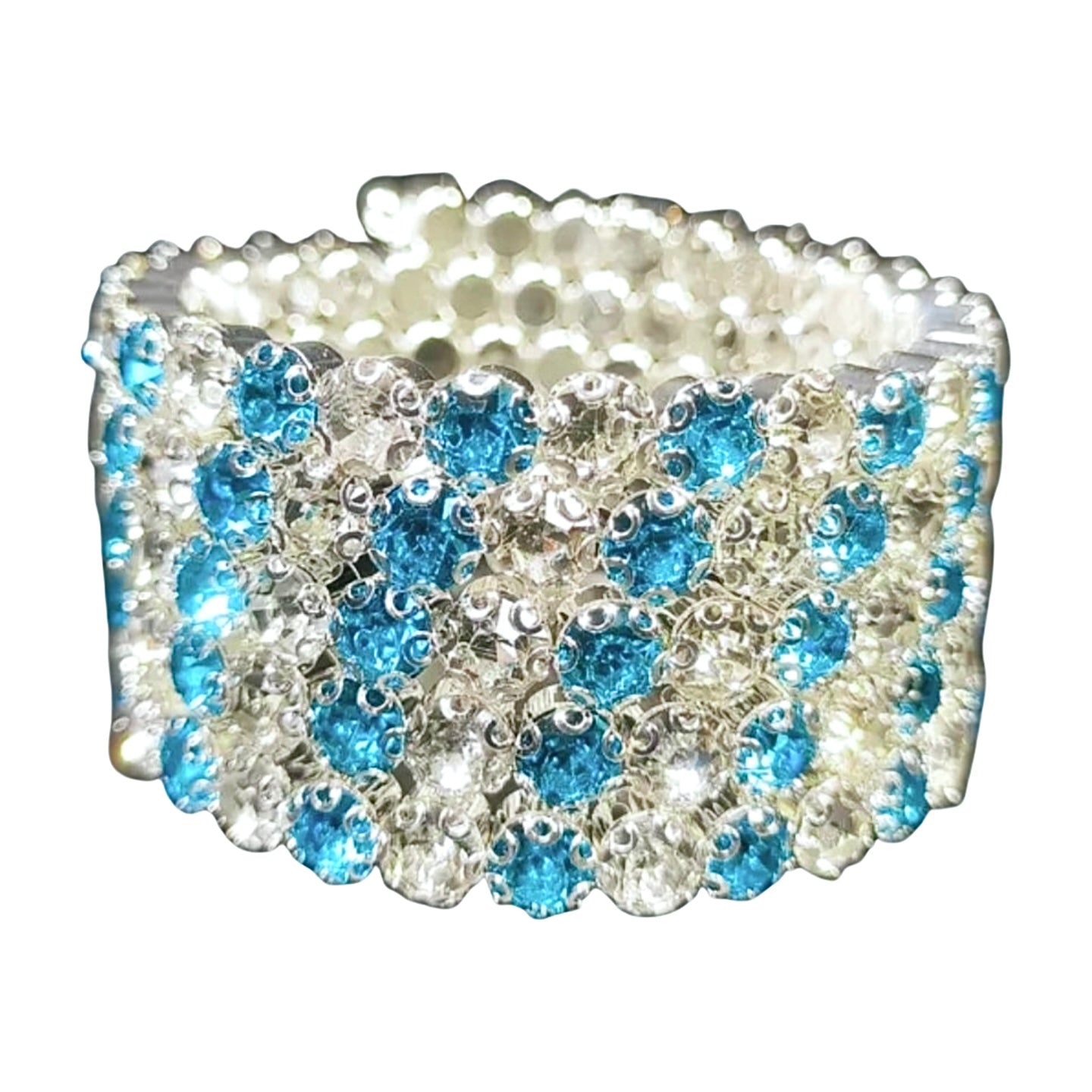 Blue Clear 5 Row Flexible Bracelet