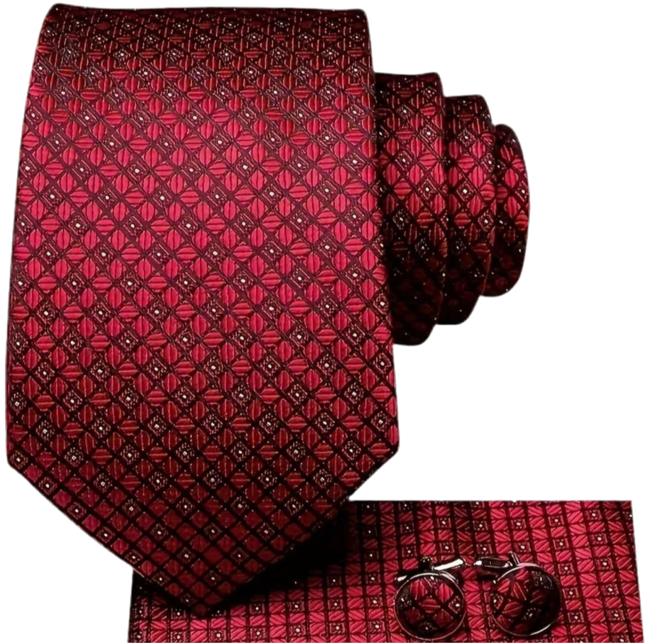 Red Black Dot Necktie Set