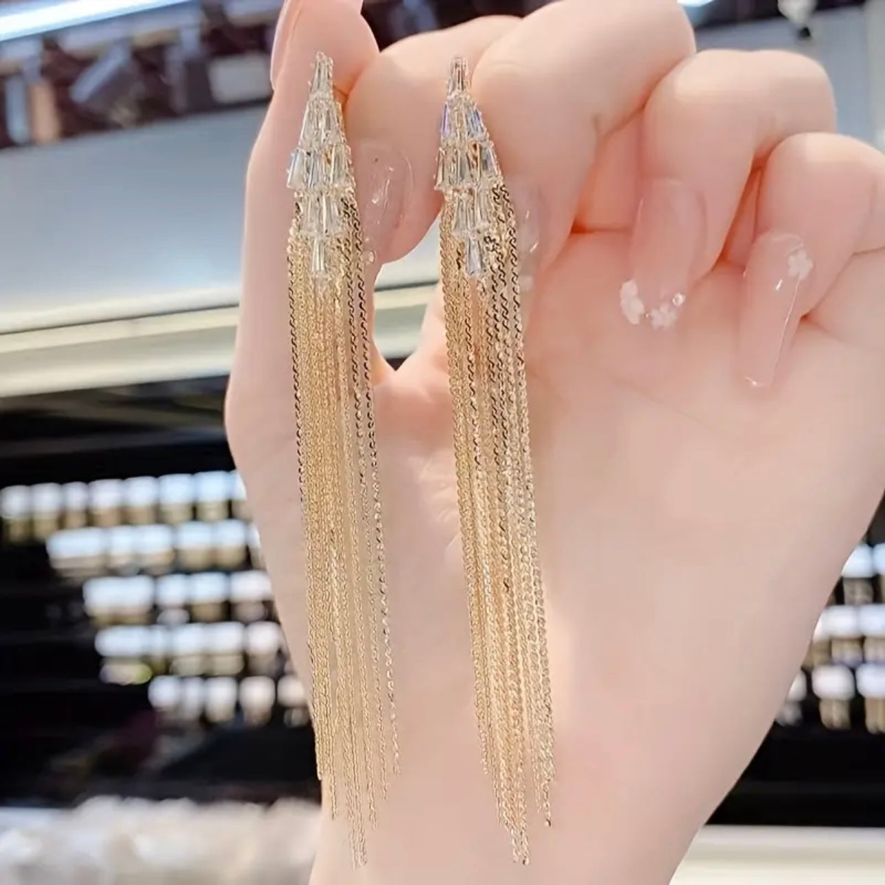 Gold Chain Tassel Earrings