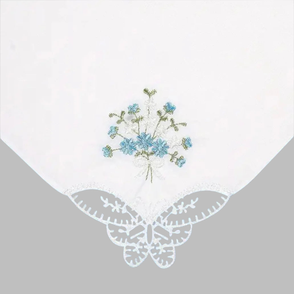 Butterfly Lace Floral Embroidered Handkerchief