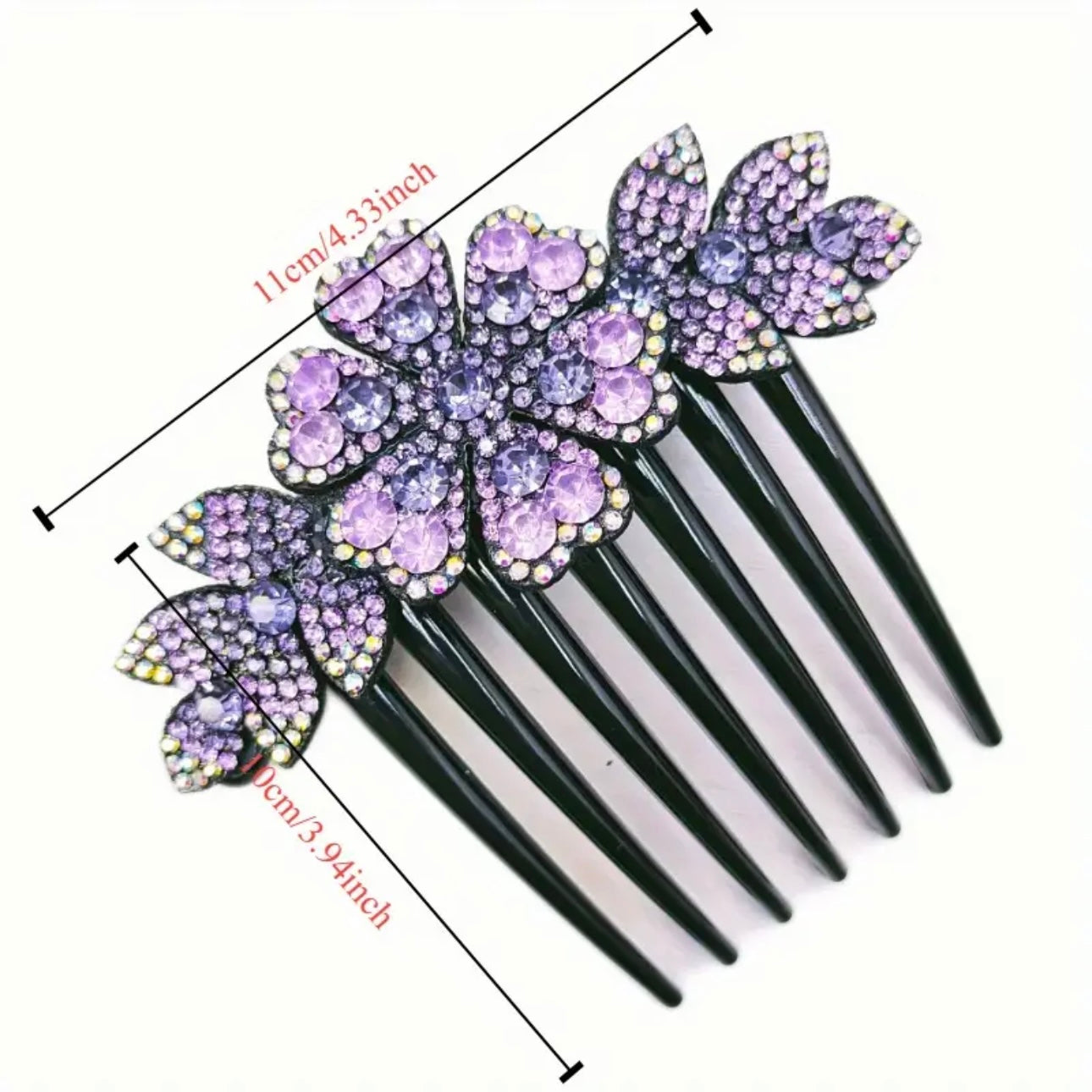 Flower Hair Comb Purple Pink