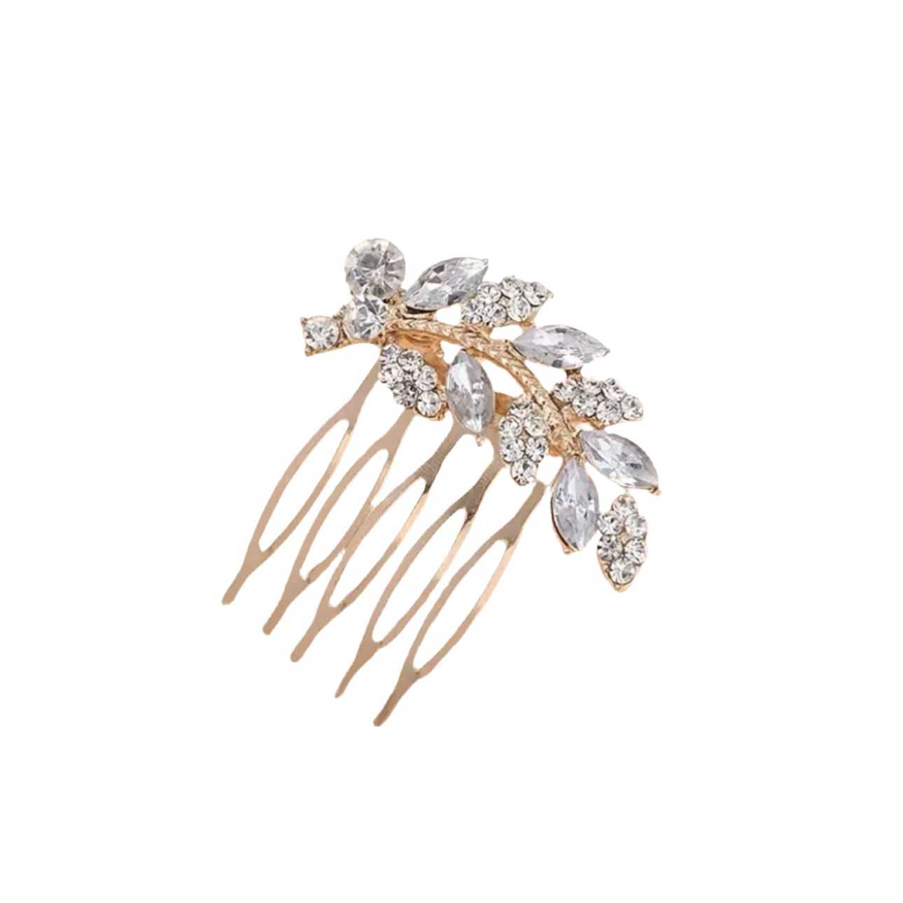 Petite Gold Clear Rhinestone Hair Comb