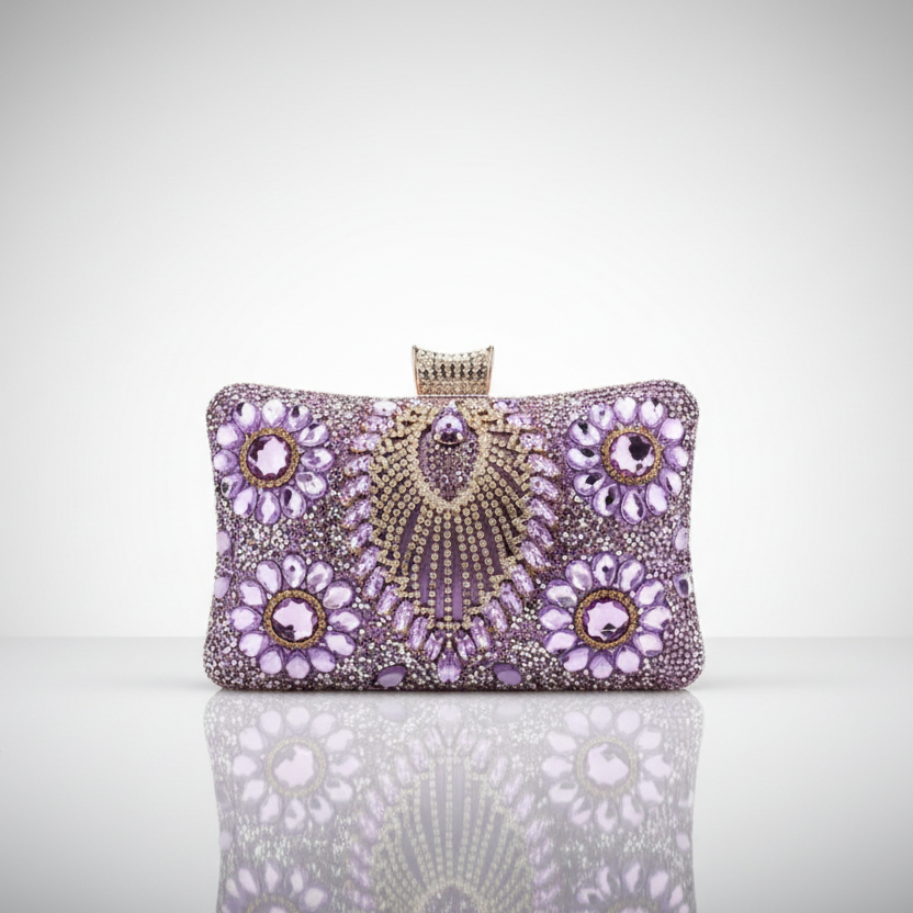 Purple Rhinestone Evening Bag