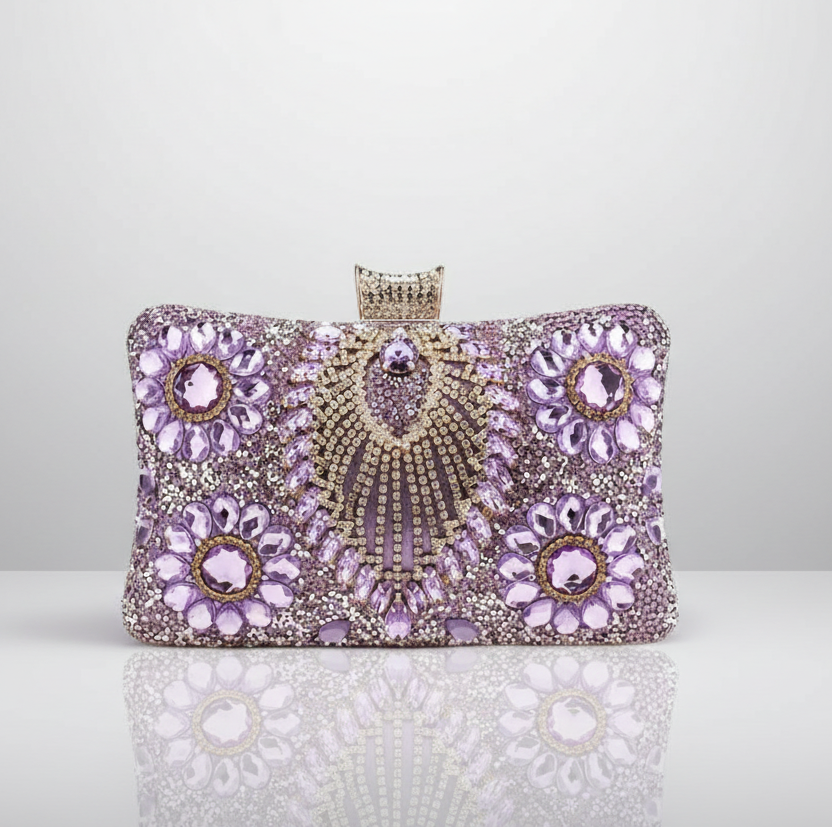 Purple Rhinestone Evening Bag
