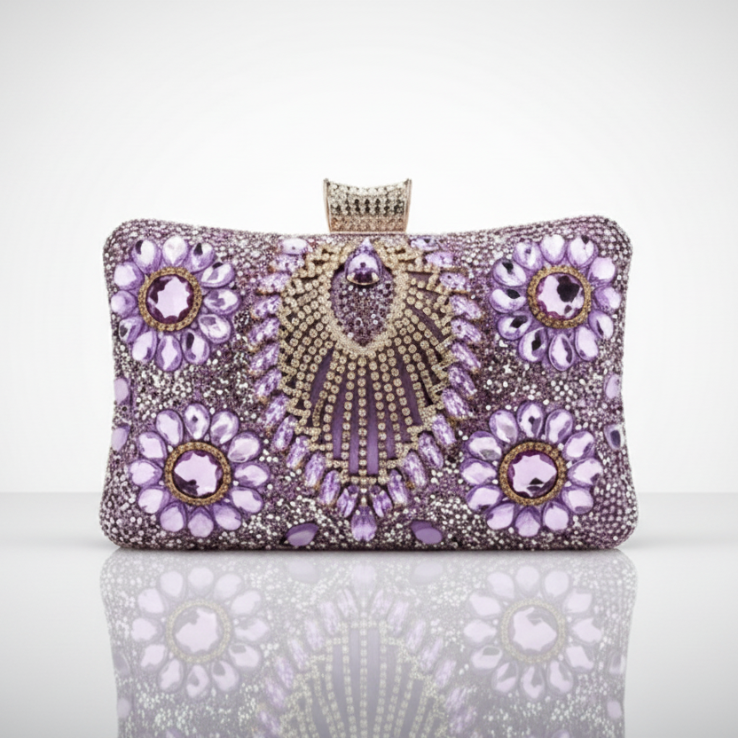 Purple Rhinestone Evening Bag