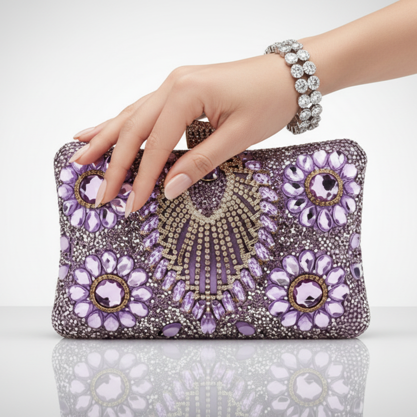 Purple Rhinestone Evening Bag