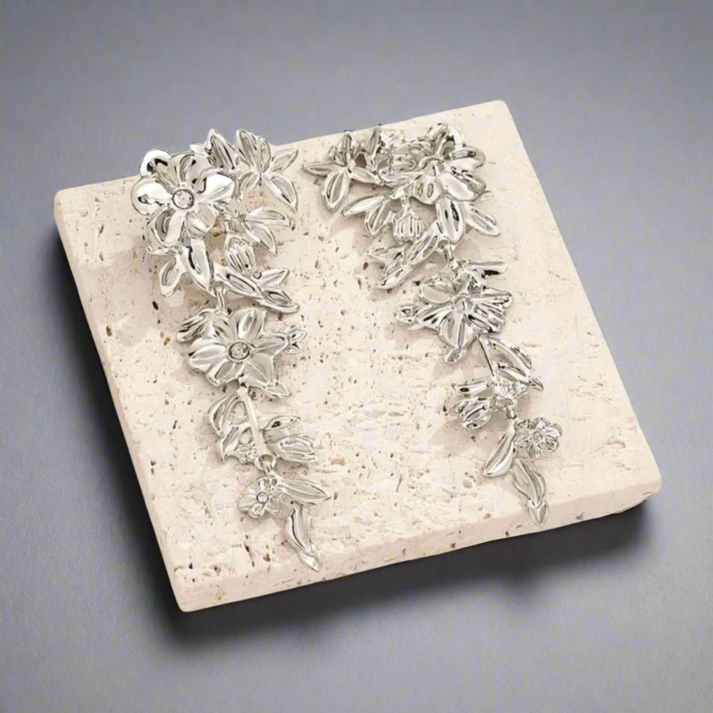 Floral Silver Earrings