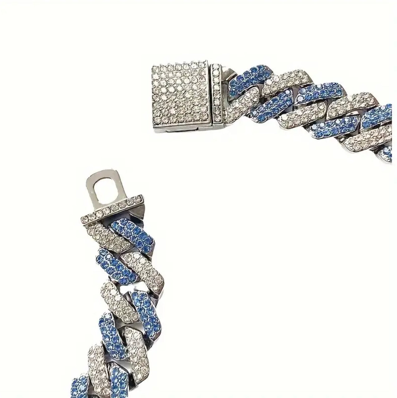 Blue Clear Cuban Chain Necklace