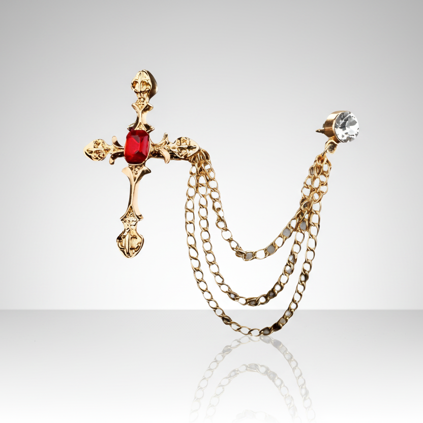 Cross & Chains Lapel Pin