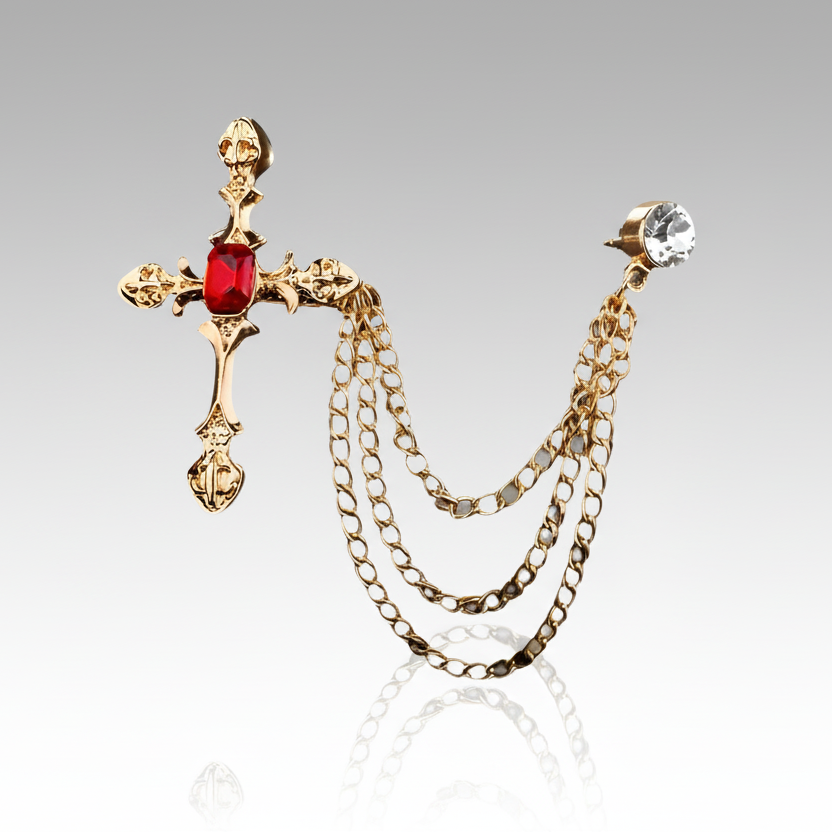 Cross & Chains Lapel Pin