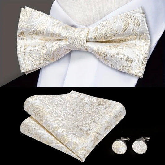 Ivory Gold Bowtie Set