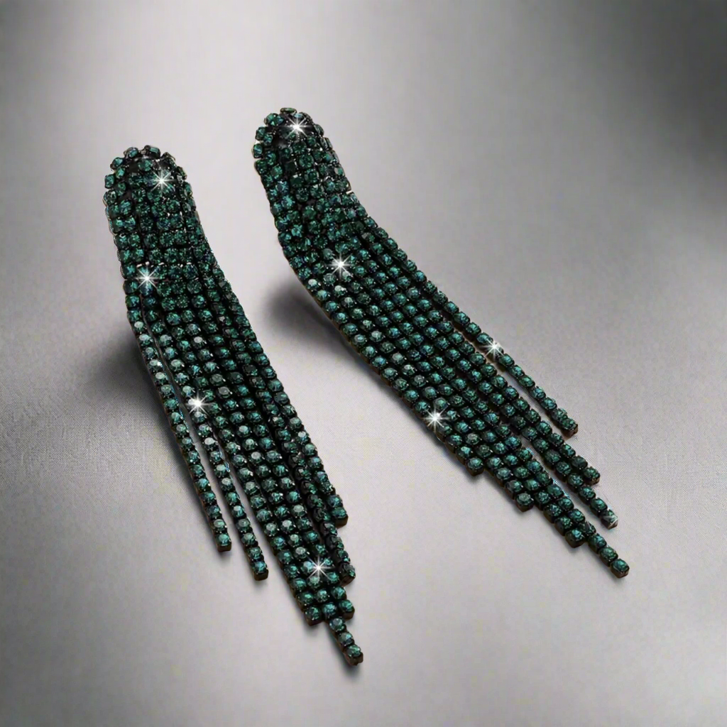 Rich Green Tassel Earrings