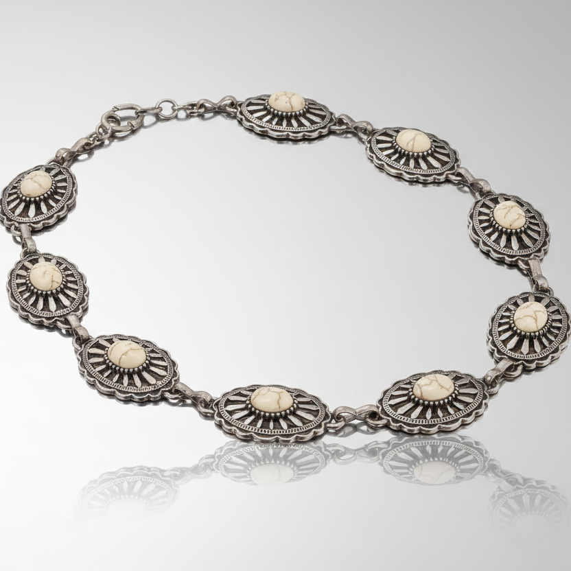 White Turquoise Concho Set