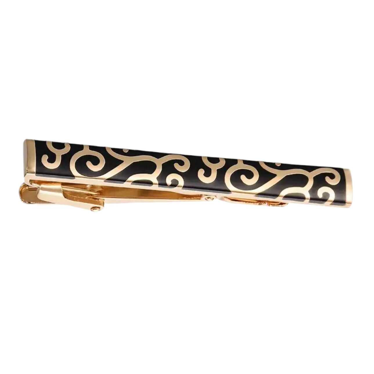 Black Gold Scroll Tie Clip