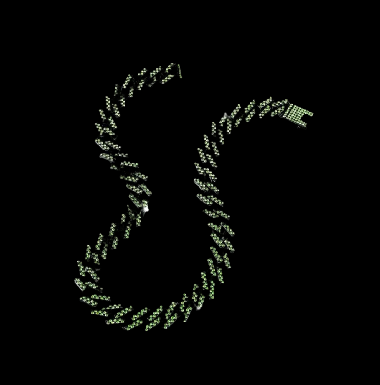 Green Black Cuban Chain Necklace