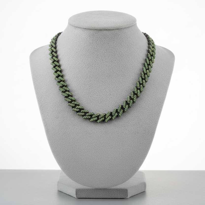Green Black Cuban Chain Necklace
