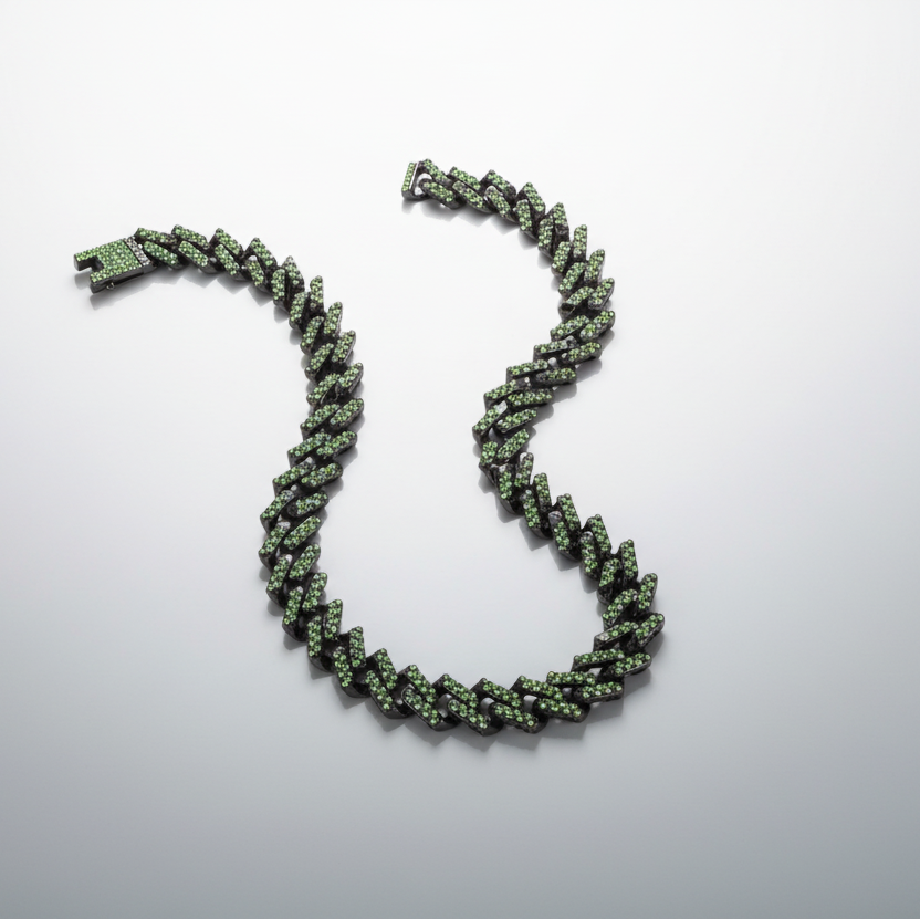 Green Black Cuban Chain Necklace