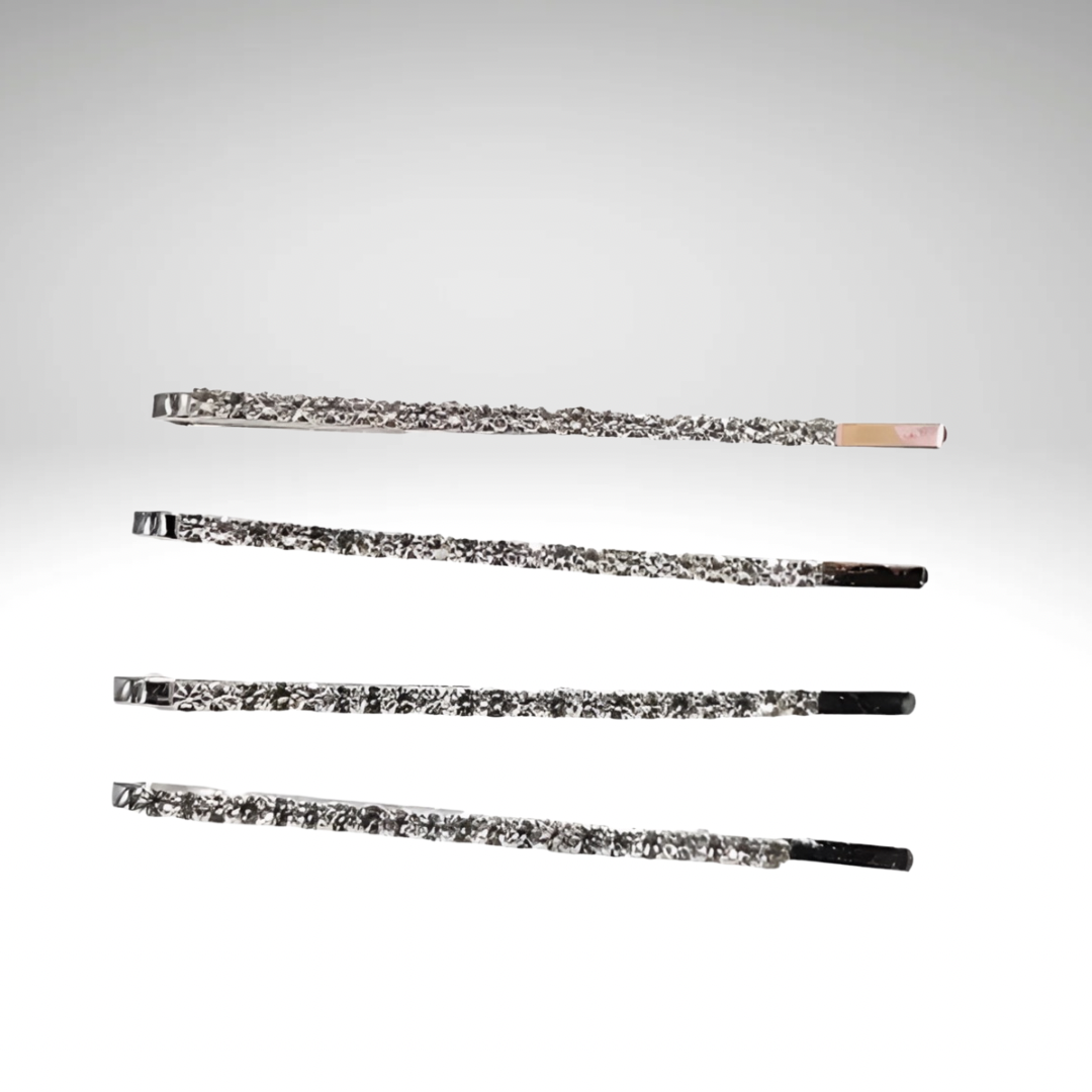 Minimalist Rhinestone Silver Hair Pins