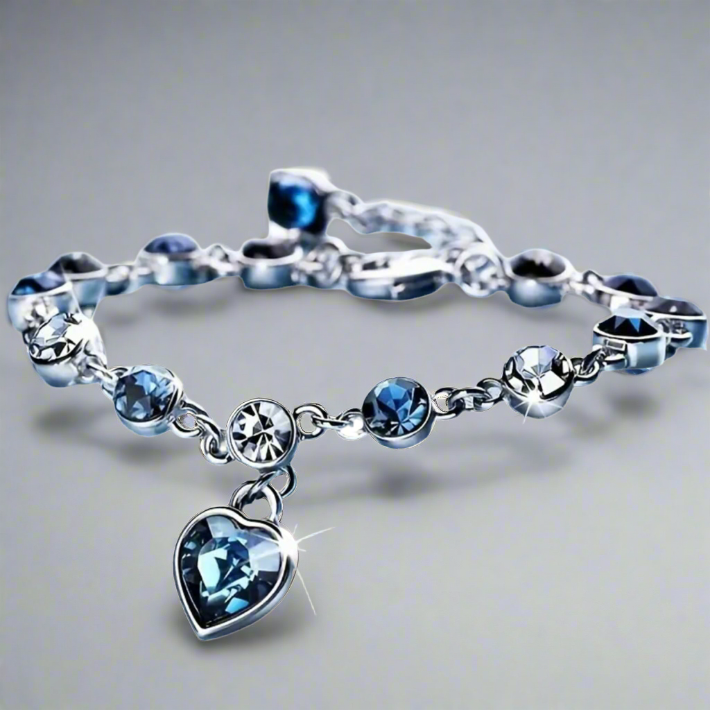 Blue Clear Heart Bracelet