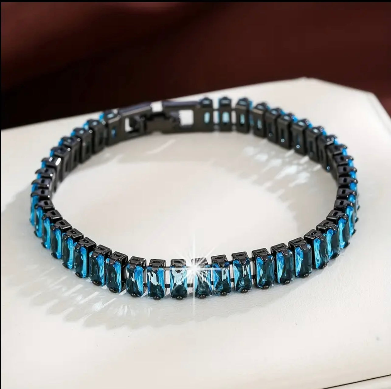 Blue Zircon Black Tennis Bracelet