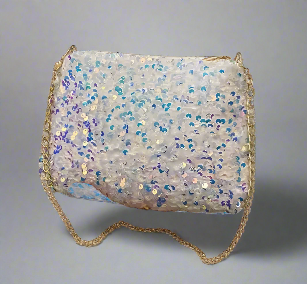 Sequin Iridescent White Bag