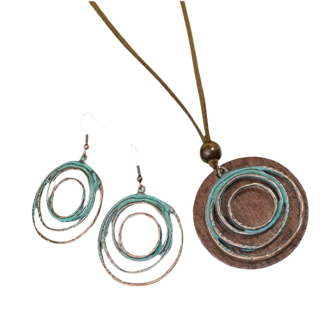 Blue Wood Boho Jewelry Set
