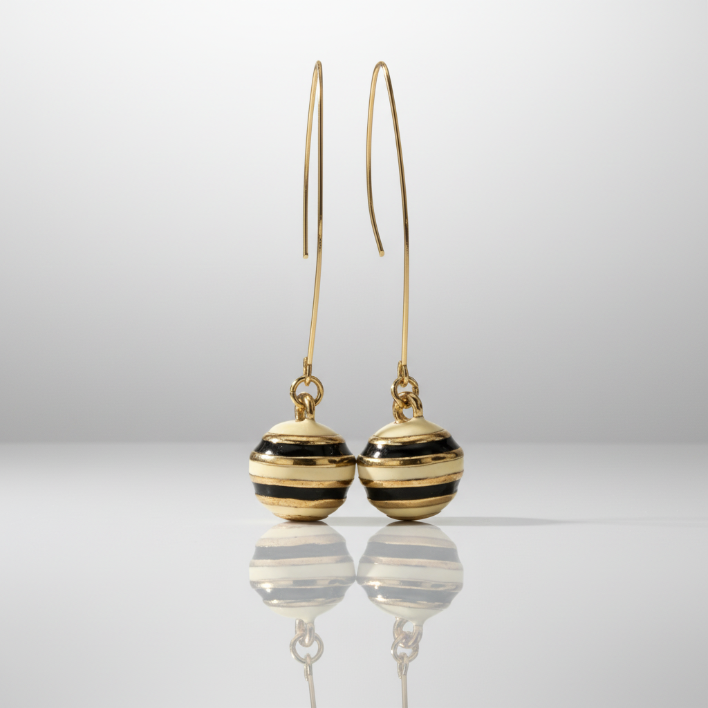 Vanilla Creme Ball Drop Earrings
