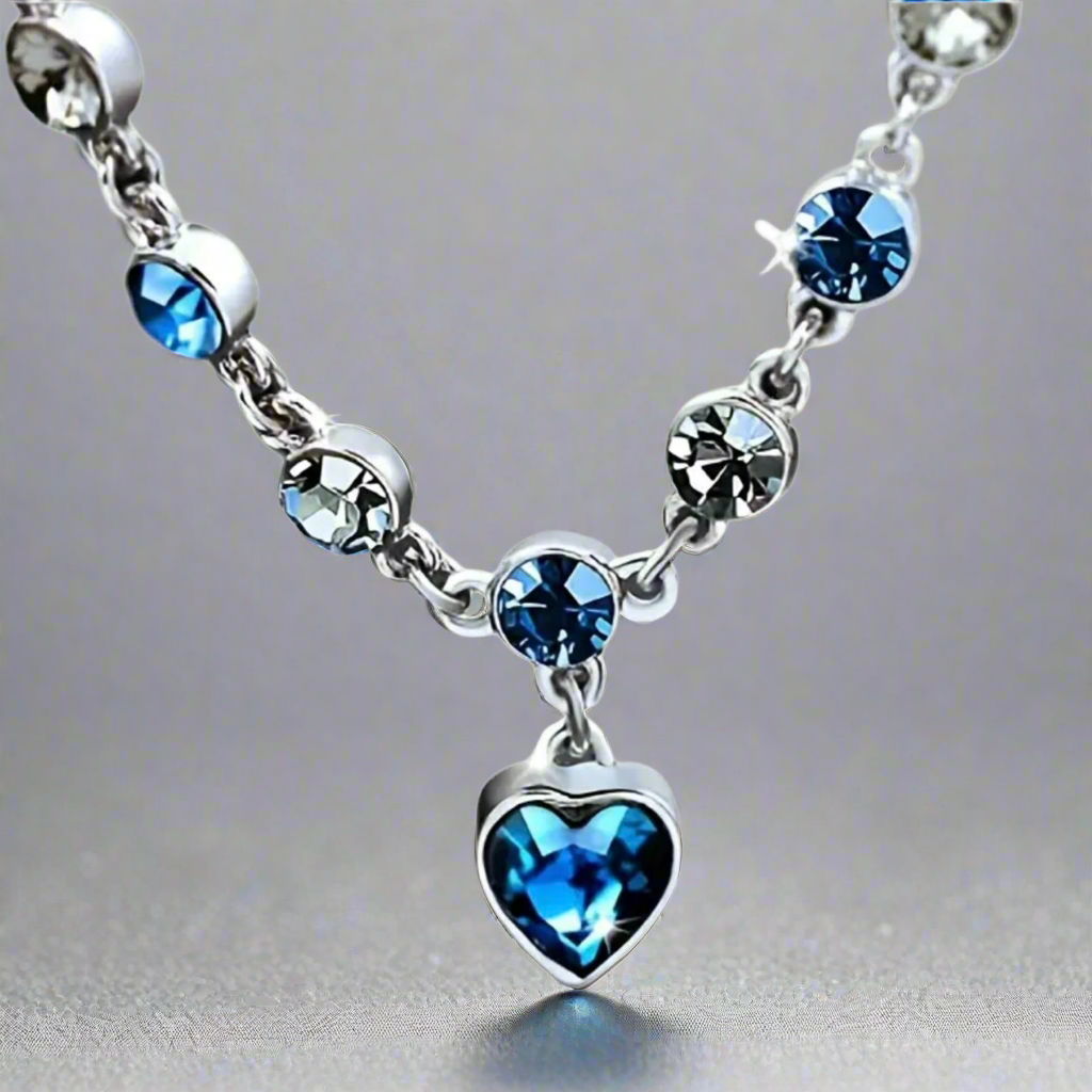 Blue Clear Heart Bracelet