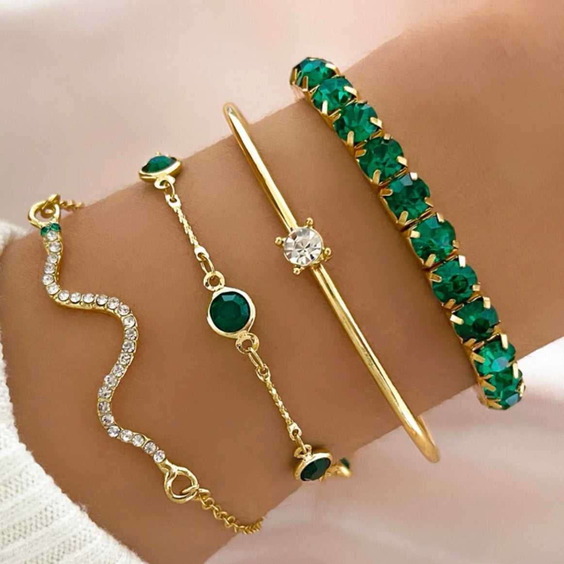 Green Gold Bracelet Set