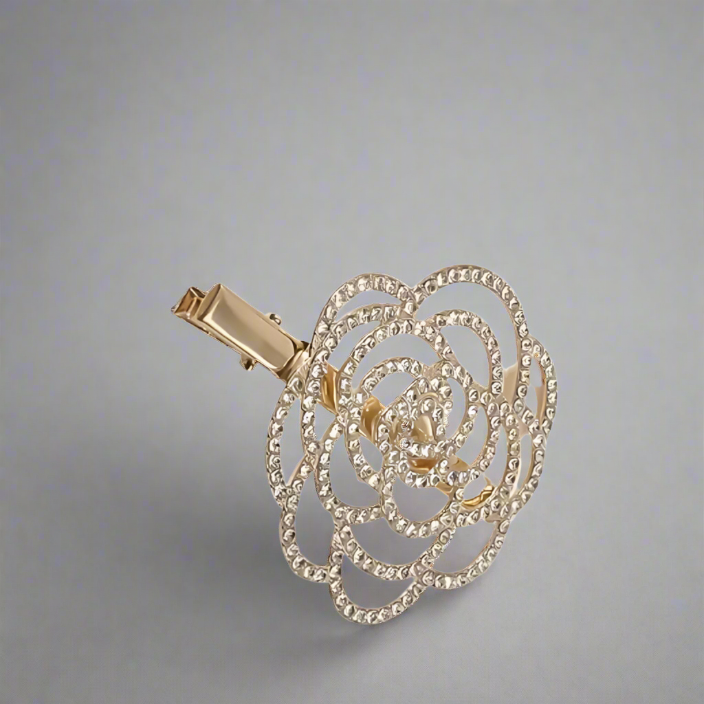 Peony Gold Hair Pin Clip