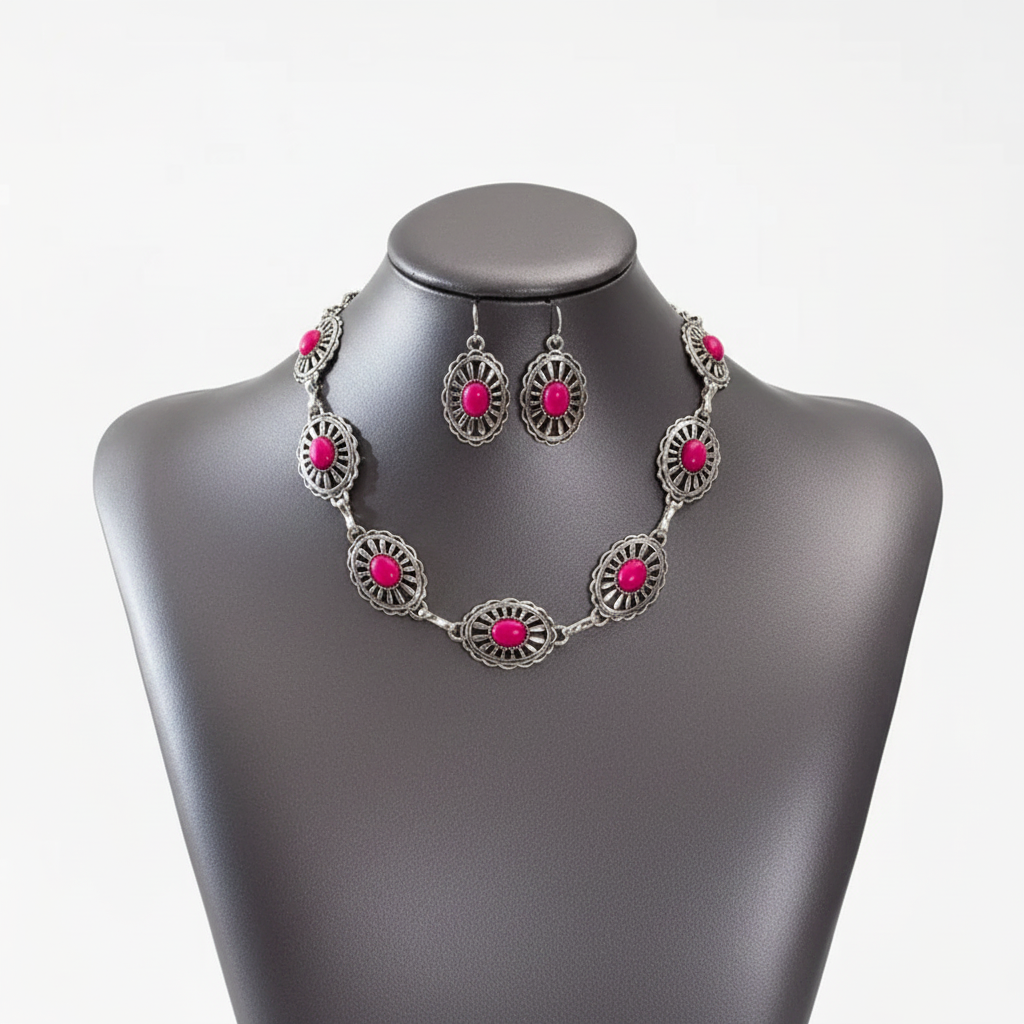 Pink Turquoise Concho Set