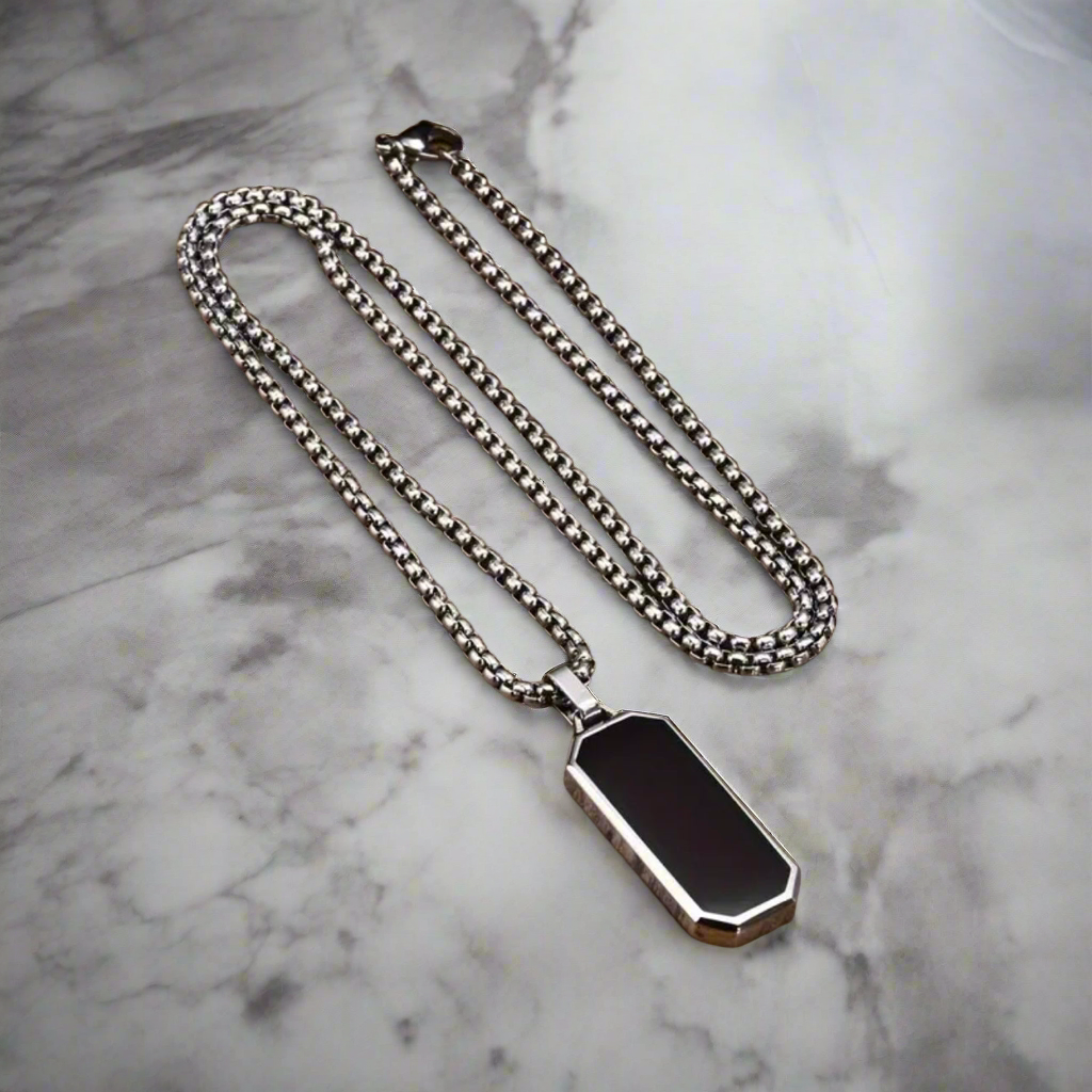 Black Pendant Steel Necklace