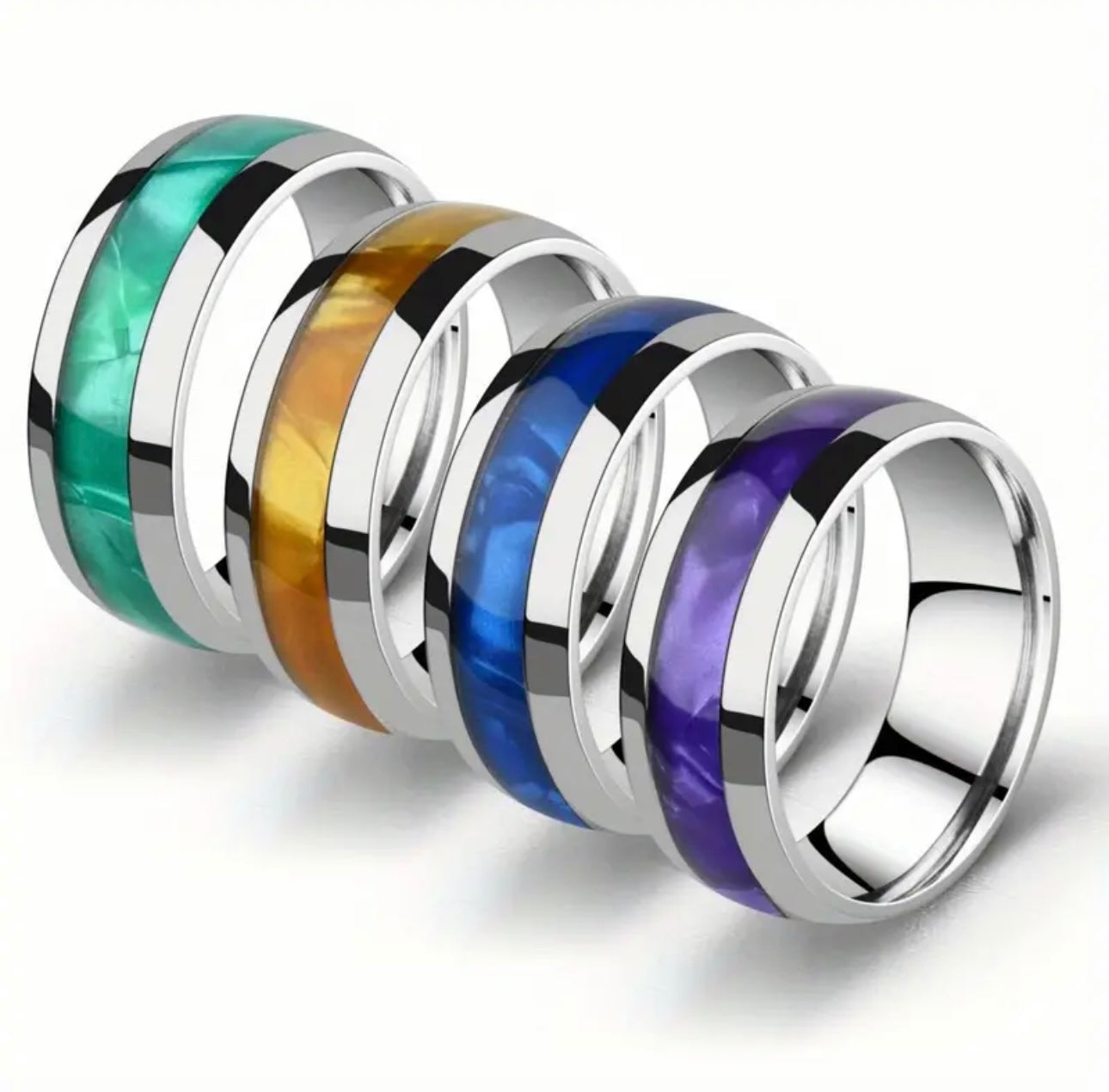 Shell Inlay Steel Ring