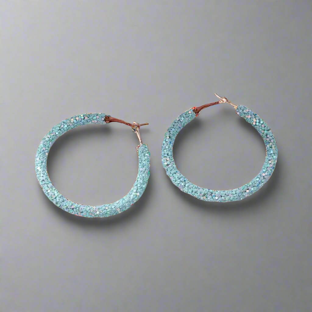 Green Sequin Hoop Earrings