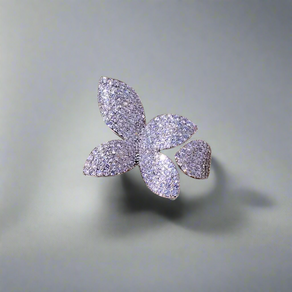 Exaggerated Flower Zirconia All-Fit Ring