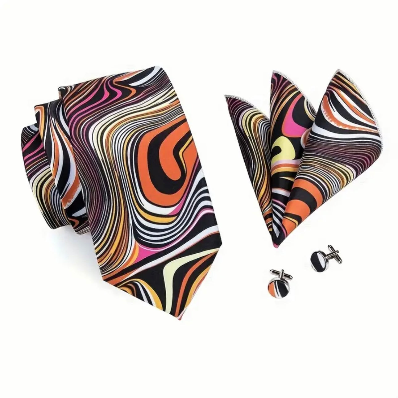 Orange Retro Vibes Necktie Set