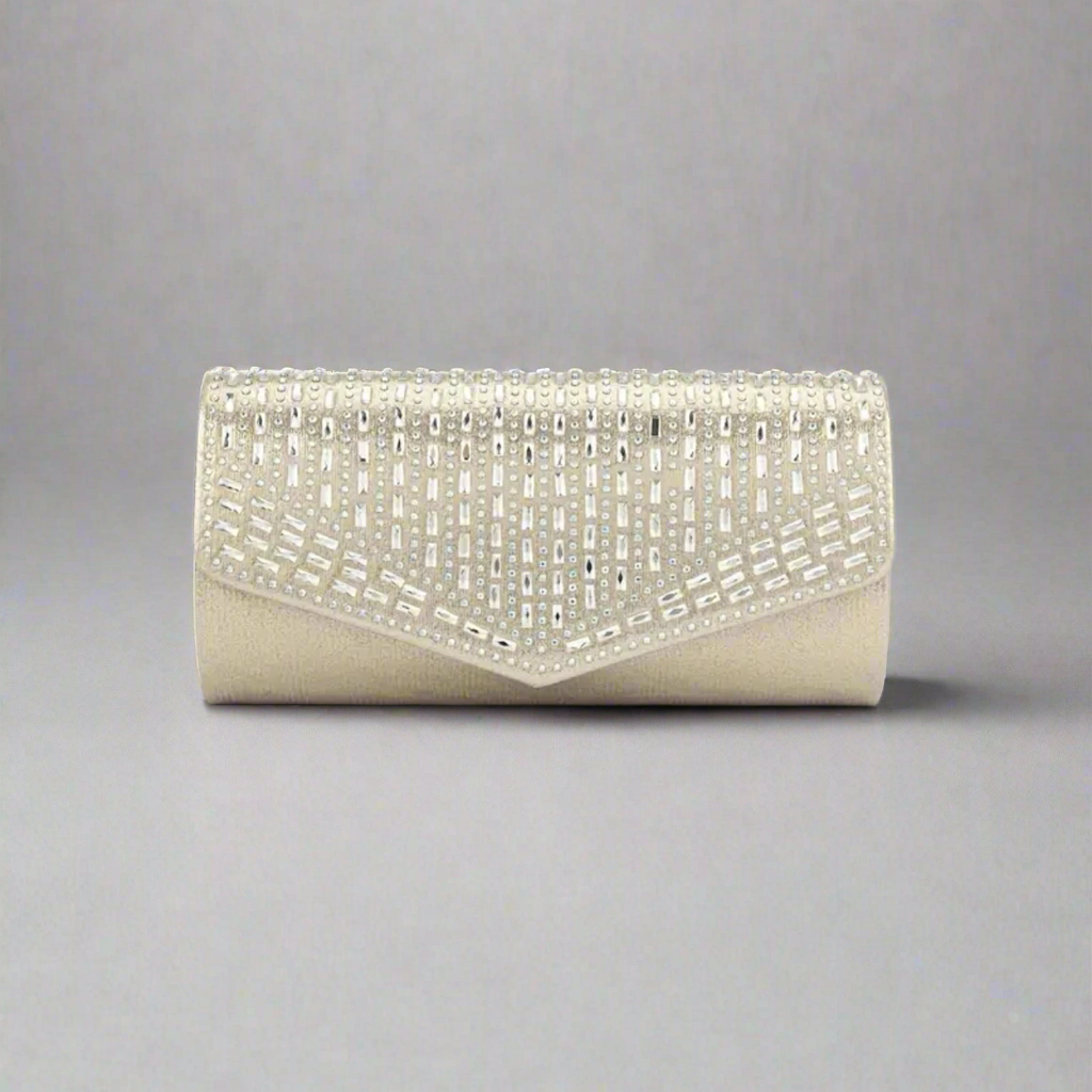 Angled Rhinestone Clutch