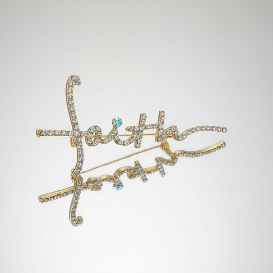 Faith Gold Rhinestone Brooch